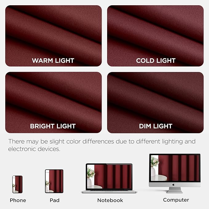 Joydeco Blackout Patio Sliding Door Curtains 96 Inches Long, Grommet Privacy Room Divider Curtains, Extra Wide Thermal Blackout Drapes for Bedroom Living Room (Burgundy Red, 70Wx96L, 1 Panel)