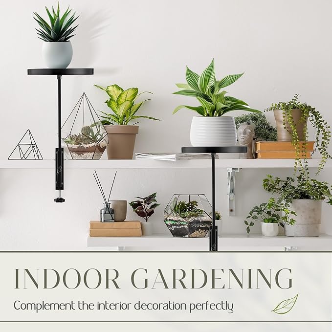 4 Pcs Window Sill Plant Shelf 5.7''D x 12.4''H Adjustable Window Shelf Windowsill Clamp Tray for Indoor Plants Metal Windowsill Extension Tray Planter Floating Shelves for Indoor Outdoor