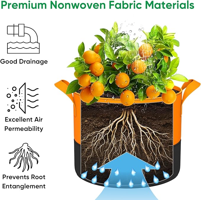 6-Pack 20 Gallon Grow Bags - 350G Heavy Duty Thickened Colorful Potato Grow Bags with Handles, Felt Nonwoven Garden Fabric Bags Gardening Pots for Vegetable Fruit Flowers Herbs Tomato Growing