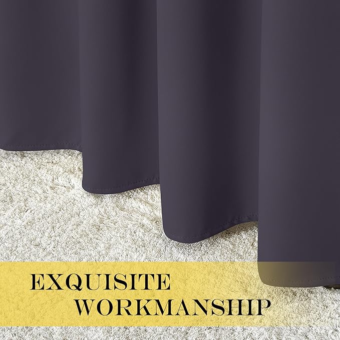 NICETOWN Blackout Curtains 72 inches Long, Grommet Privacy Window Thermal Insulated Room Darkening Sliding Glass Door Drape for Bedroom Living Room, 1 Panel, W100 x L72, Greyish Purple