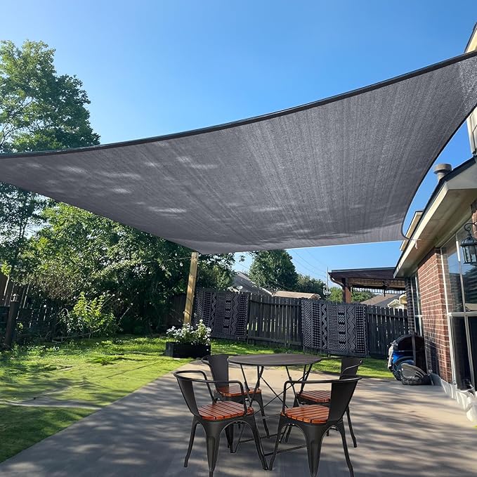 SUNLAX Sun Shade Sail 7' x 15' Dark Grey Rectangle Canopy Sail Shade Cover UV Block Permeable Sunshade Outdoor for Patio Backyard Deck Pergola (We Make Custom Size)