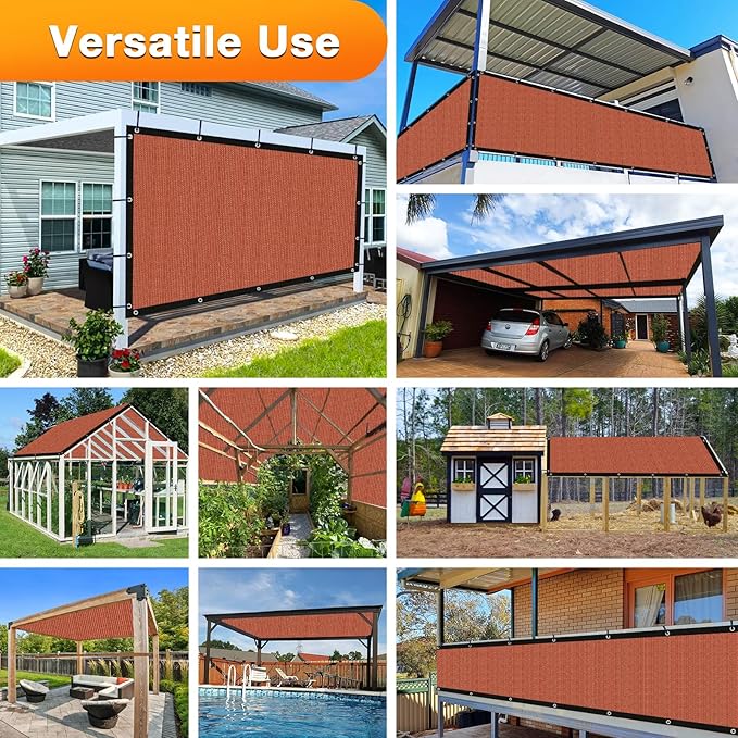 Artpuch 90% Sun Shade Cloth, 8 x 20 FT Pergola Shade Cover Canopy with Grommets, Sun Screen Fabric Tarp for Patio, Outdoor, Garden, Backyard, Rust Red