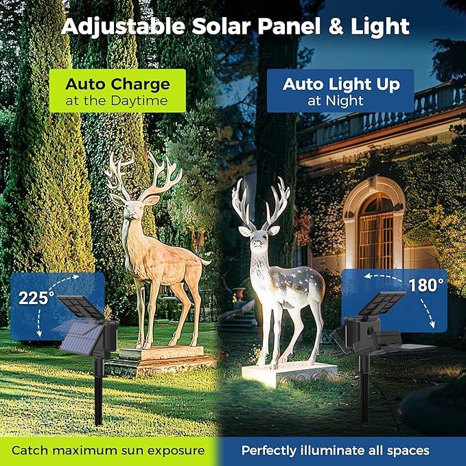Solar Spot Lights Outdoor Waterproof for Flag, Tree, House, Garden, Yard, Landscape Spotlights for Accent Uplighting Halloween Christmas Decorations-4 Pack