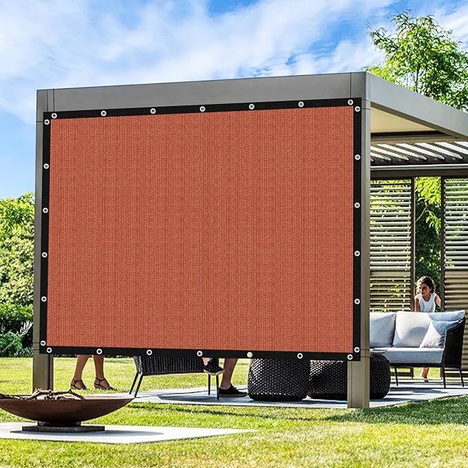 Artpuch 90% Sun Shade Cloth, 5 x 12 FT Pergola Shade Cover Canopy with Grommets, Sun Screen Fabric Tarp for Patio, Outdoor, Garden, Backyard, Rust Red