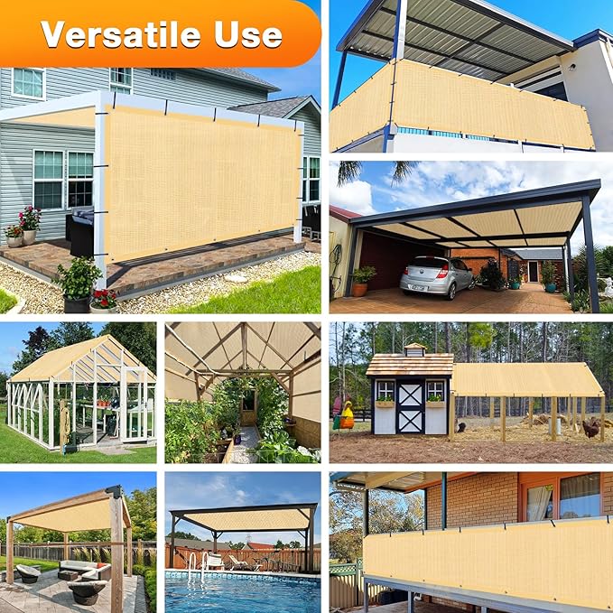 Artpuch Outdoor Pergola Shade Cover 7' X 24' Sun Shade Cloth with Grommets, 90% UV Protection Canopy Patio Privacy Screen (Customized Available) GN107, Wheat