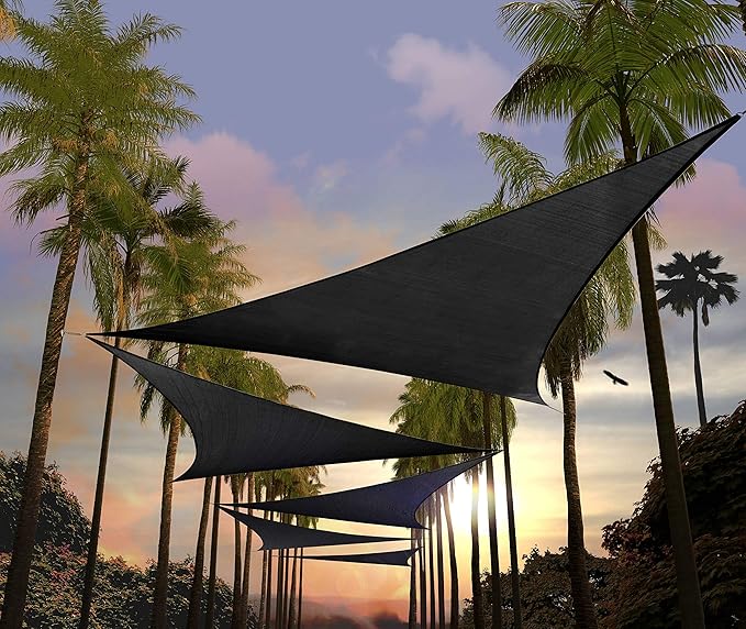 Amgo Custom Size 27' x 27' x 27' Black Triangle Sun Shade Sail UPF50+ AGTAPRT12, Order to Make Canopy Awning, 95% UV Blockage, Water & Air Permeable, Commercial Standard (We Customize)