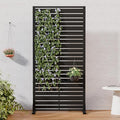 Casaphoria Metal Privacy Screen Outdoor, 72" H x 35" W Freestanding Decorative Privacy Screen for Patio Deck Balcony Garden with Stable Base, Black-Benjamin