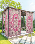 Pink Bohemian Outdoor Curtains for Patio Waterproof, Grommet Privacy Curtain Drapes Weatherproof Outside Curtains for Porch GazeboPergola Cabana 2 Panel 54x108inch Medallion Floral Geometric Printed