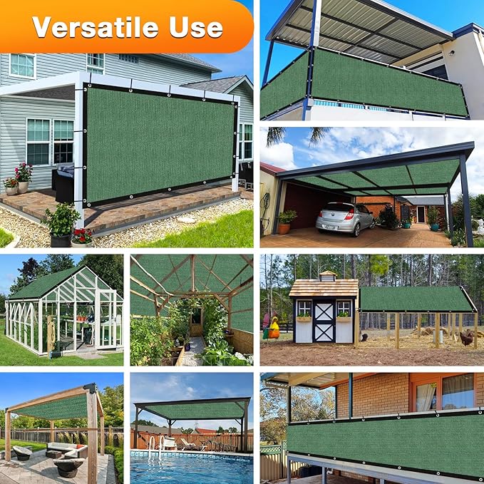 Artpuch Outdoor Pergola Shade Cover 6' X 10' Sun Shade Cloth with Grommets, 90% UV Protection Canopy Patio Privacy Screen (Customized Available) GN107, Green