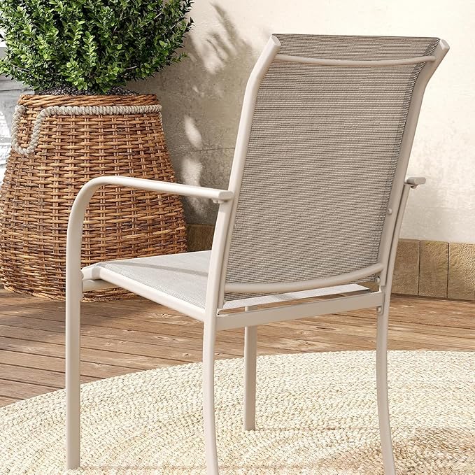 VICLLAX Patio Table and Chair Set of 10, All Weather Metal Round Outdoor Dining Furniture Set-59.9" Round Outdoor Table and Chairs, Sandshell Tabletop