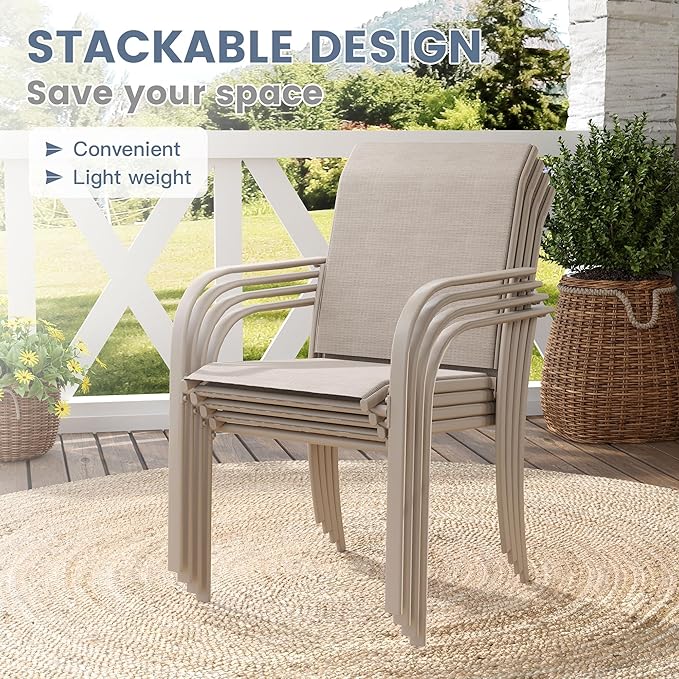 VICLLAX Outdoor Dining Set for 4, 5 Pieces Patio Dining Furniture Set with Umbrella Hole- 40.2" Patio Table and Chairs for Balcony, Garden and Deck, Grey Wood Grain Tabletop