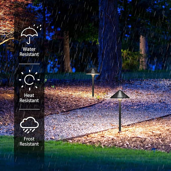SUNVIE LED Low Voltage Pathway Lights 3W 3000K Pathway Lighting 12-24V Low Voltage Landscape Lights IP65 Waterproof Aluminum Landscape Path Lights for Yard Garden Walkway ETL Listed Cord, 4 Pack