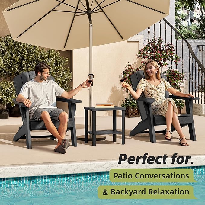 NUNU LAB Outdoor Chaise Lounge Chair Set of 3（2 of Chair and 1 of Side Table）,Waterproof Patio Lawn Chairs Lounge Outside,5-Positions Adjustable Pool Lounge Chair for Garden Beach Poolside,Grey