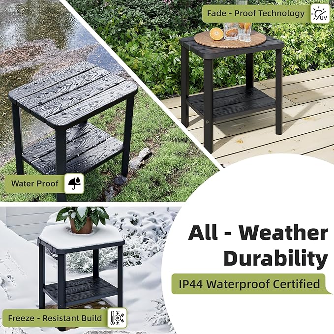 NUNU LAB Outdoor Chaise Lounge Chair Set of 3（2 of Chair and 1 of Side Table）,Waterproof Patio Lawn Chairs Lounge Outside,5-Positions Adjustable Pool Lounge Chair for Garden Beach Poolside,Grey