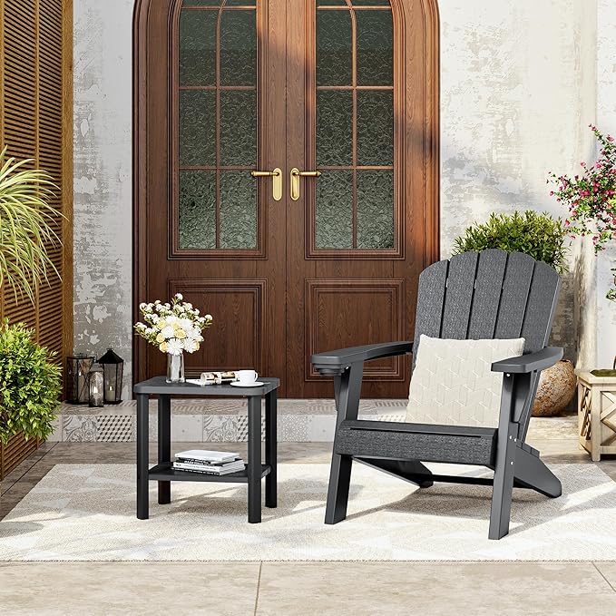 NUNU LAB Outdoor Chaise Lounge Chair Set of 3（2 of Chair and 1 of Side Table）,Waterproof Patio Lawn Chairs Lounge Outside,5-Positions Adjustable Pool Lounge Chair for Garden Beach Poolside,Grey