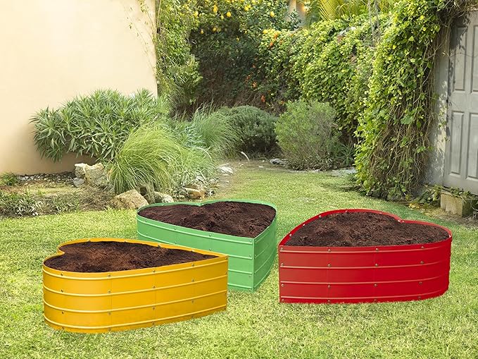 Plant & Plot Galvanized Raised Garden Beds Outdoor // Planter Raised Beds for Gardening, Vegetables, Flowers // Large Metal Garden Box (Yellow) // Tool-Free Assembly