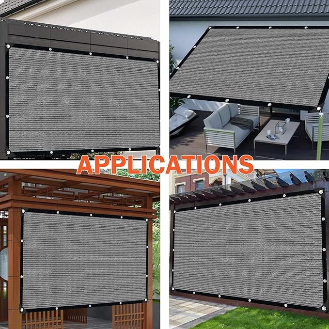 Grey Sun Shade Cloth,Pergola Shade Cover with Reinforced Grommets,90% Shade Fabric Fence Privacy Screen Balcony,Pergola Shade Cover Canopy Garden Carport Porch Deck Patio Shade Cover,6x10FT