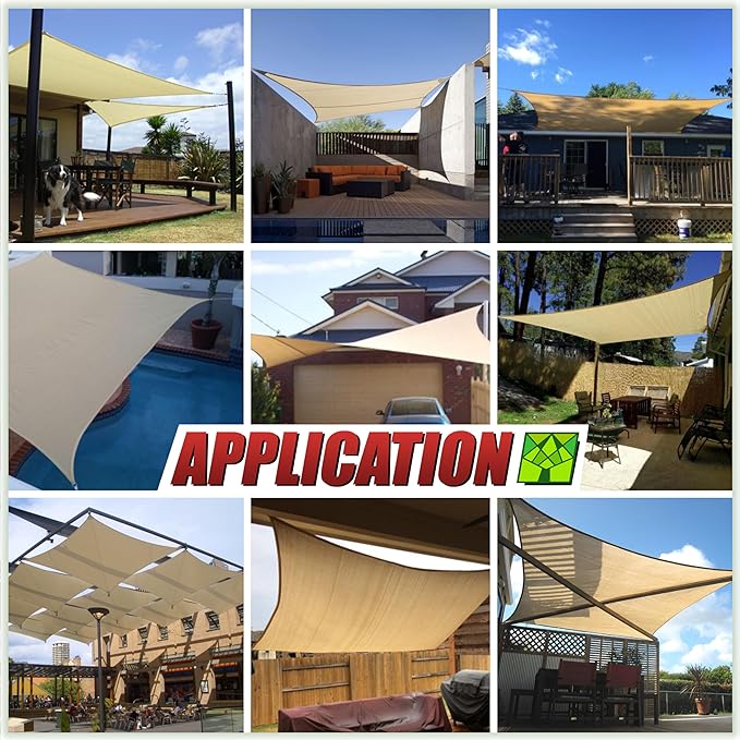 ColourTree TAPR1616 Custom Size 14' x 17' Black Sun Shade Sail Canopy UV Block UPF50 Rectangle - Commercial Standard Heavy Duty - 190 GSM - 3 Years Warranty