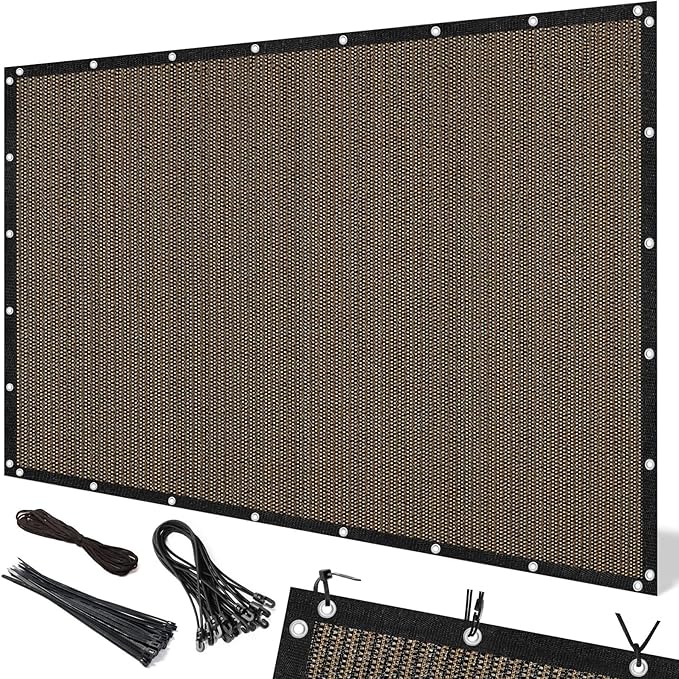 Artpuch 90% Sun Shade Cloth, 6 x 12 FT Pergola Shade Cover Canopy with Grommets, Sun Screen Fabric Tarp for Patio, Outdoor, Garden, Backyard, Mocha