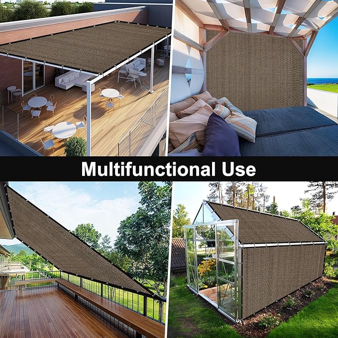 Artpuch 90% Sun Shade Cloth, 6 x 20 FT Pergola Shade Cover Canopy with Grommets, Sun Screen Fabric Tarp for Patio, Outdoor, Garden, Backyard, Mocha