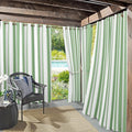 Sun Zero Valencia Cabana Stripe Indoor/Outdoor UV Protectant Energy Efficient Grommet Curtain Panel Pair, 54" x 95", Spa Green, 2-Pack