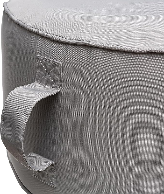 QILLOWAY Indoor/Outdoor Inflatable Stool,Round Ottoman,All Weather Foot Rest for Camping or Home,Light Grey