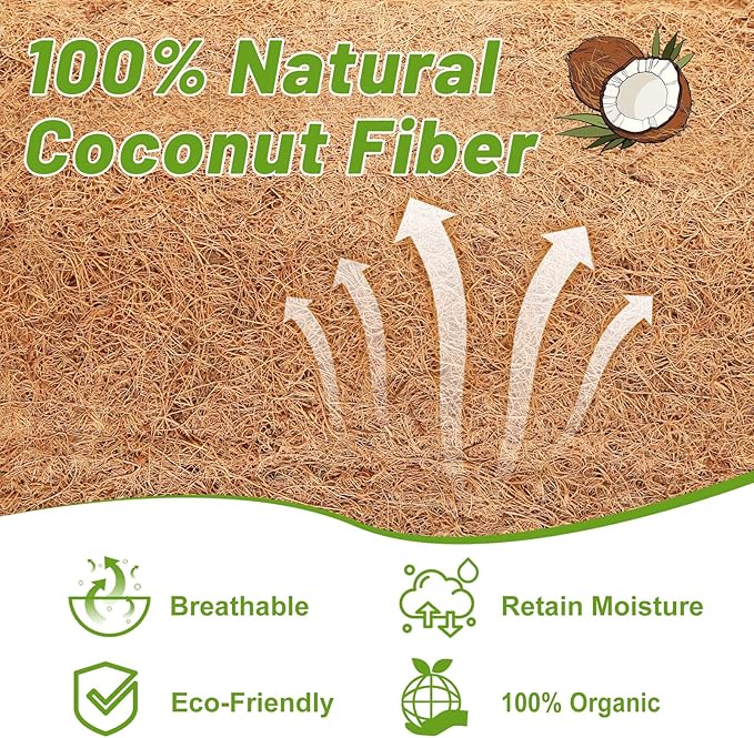 REMIAWY Coco Liner Fiber Roll, 16 x 80 Inch Natural Coconut Coir Liner Sheet Coco Mat for Planter Flower Basket, Garden Decoration, Reptile Carpet, Animal Pet Pad, Window Box, DIY Moss Pole, Tortoise