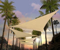 Amgo Custom Size 25' x 25' x 25' Beige Triangle Sun Shade Sail UPF50+ AGTAPRT12, Order to Make Canopy Awning, 95% UV Blockage, Water & Air Permeable, Commercial Standard (We Customize)