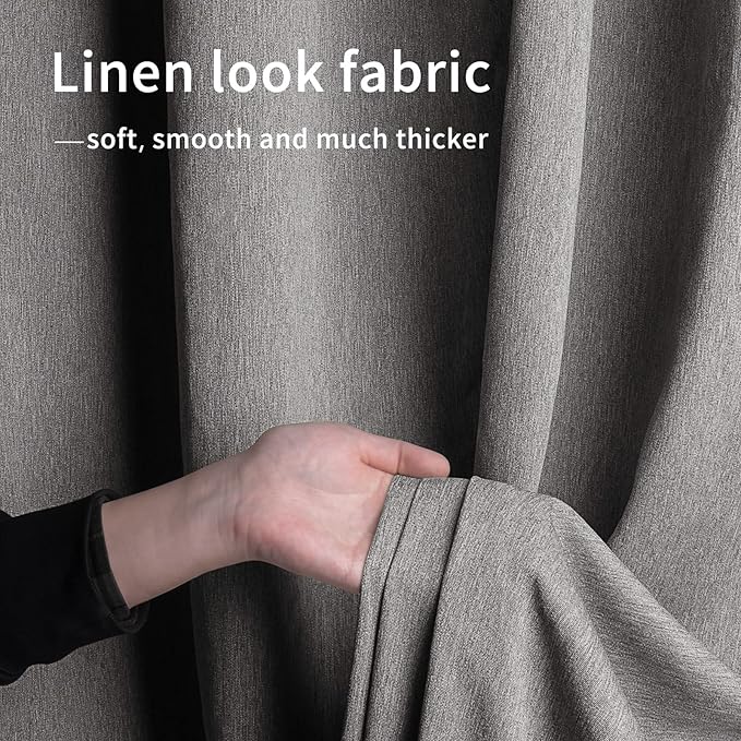 Easy-Going Linen Look Outdoor Curtains Waterproof Windproof Porch Curtains, Soft Thicken Outdoor Privacy Curtains for Patio, Gazebo, Grommet Top and Tab Bottom Drape, 1 Panel, 54x84 inch, Grey