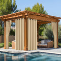 NICETOWN Fade Resistant Outdoor Curtains 2 Panels, Patio Waterproof Drapery Color Fastness Grade 4 Certification, UV Protection Blackout Shades for Porch, Deck, Pergolas, Biscotti Beige, W52 x L108