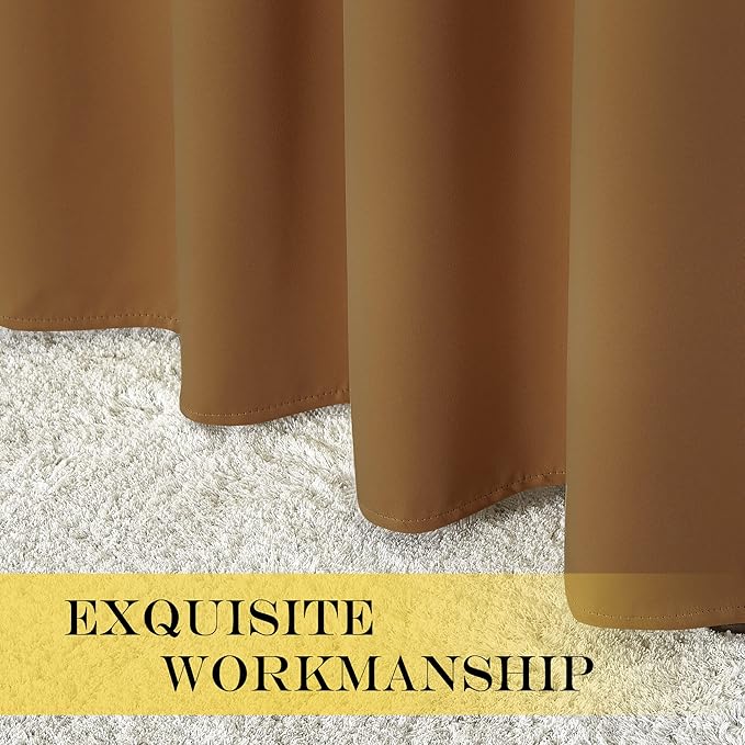 NICETOWN Sliding Door Curtain 108 Inches Long - Blackout Thermal Insulated Grommet Room Divider Privacy Drape for Patio Glass Door, 1 Panel, Gold Brown, 100 Inch Extra Wide