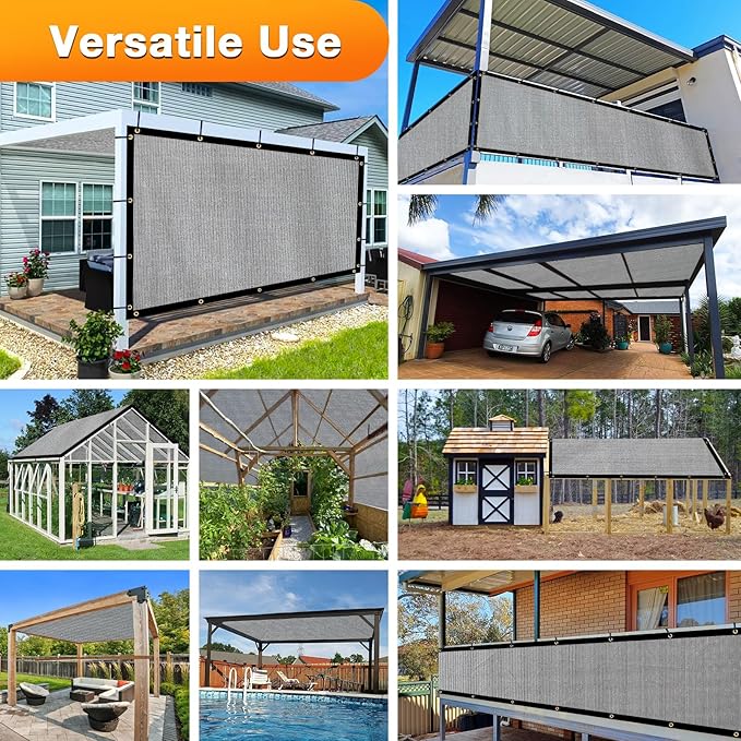 Artpuch Outdoor Pergola Shade Cover 20x20 FT Sun Shade Cloth with Grommets Light Grey 90% UV Protection Canopy Patio Privacy Screen (Customized Available)