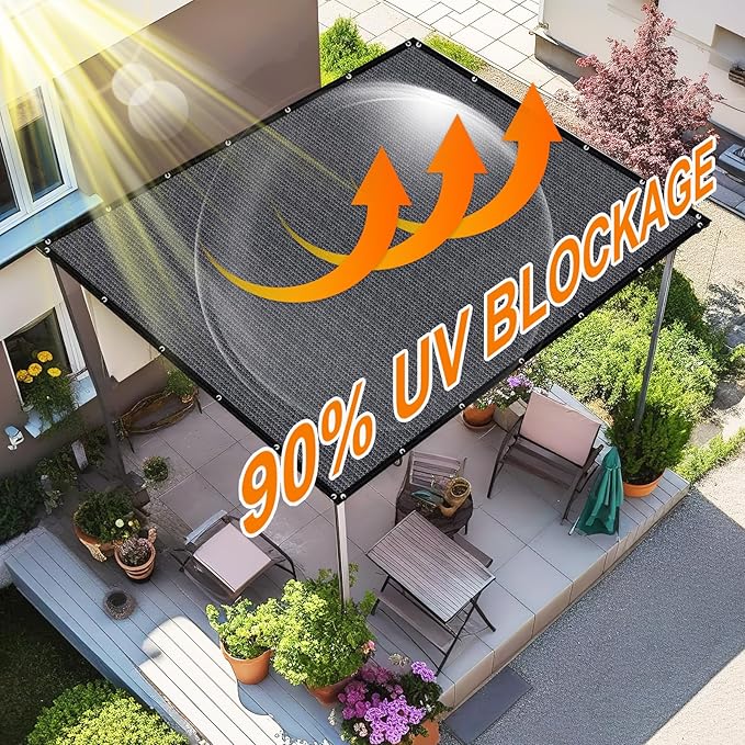 Artpuch 90% Sun Shade Cloth, 4 x 6 FT Pergola Shade Cover Canopy with Grommets, Sun Screen Fabric Tarp for Patio, Outdoor, Garden, Backyard, Dark Grey