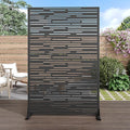 Casaphoria Metal Privacy Screen Outdoor, 72" H x 47" W Freestanding Decorative Privacy Screen for Patio Deck Balcony Garden with Stable Base, Shine Black