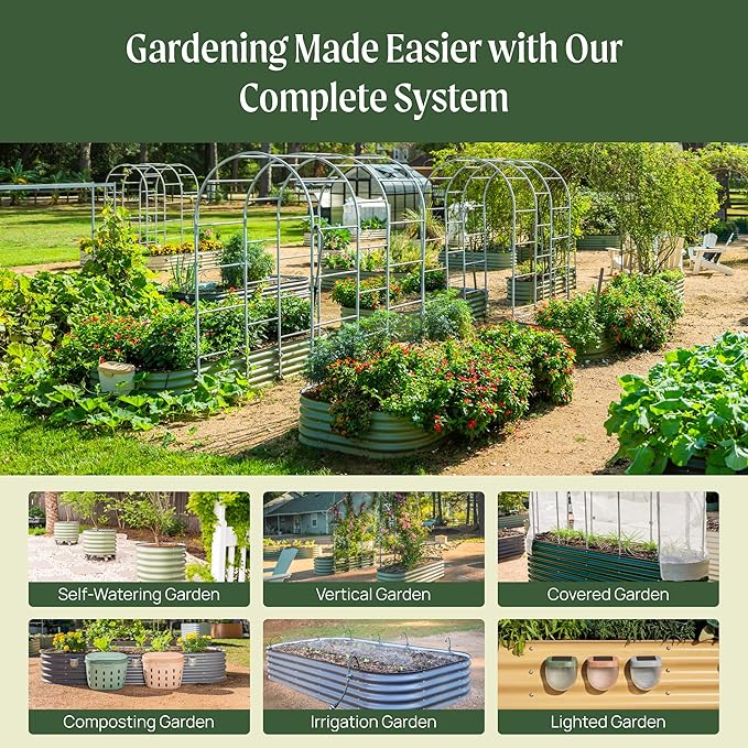 Vego garden Aluzinc Raised Garden Bed Kits, 17" Tall 6 in 1 Modular Metal Raised Planter Bed for Vegetables Flowers Patio Ground Planter Box, Sky Blue