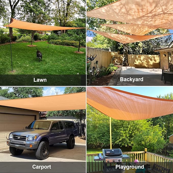 SUNLAX Sun Shade Sail 16' x 21' x 26.4' Peach Fuzz Rectangle Canopy Sail Shade Cover UV Block Permeable Sunshade Outdoor for Patio Backyard Deck Pergola (We Make Custom Size)