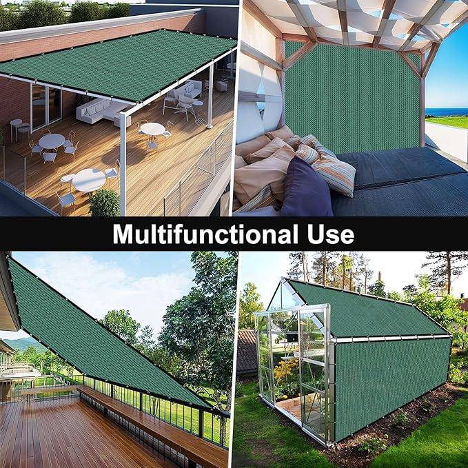 Artpuch 90% Sun Shade Cloth, 8 x 12 FT Pergola Shade Cover Canopy with Grommets, Sun Screen Fabric Tarp for Patio, Outdoor, Garden, Backyard, Green