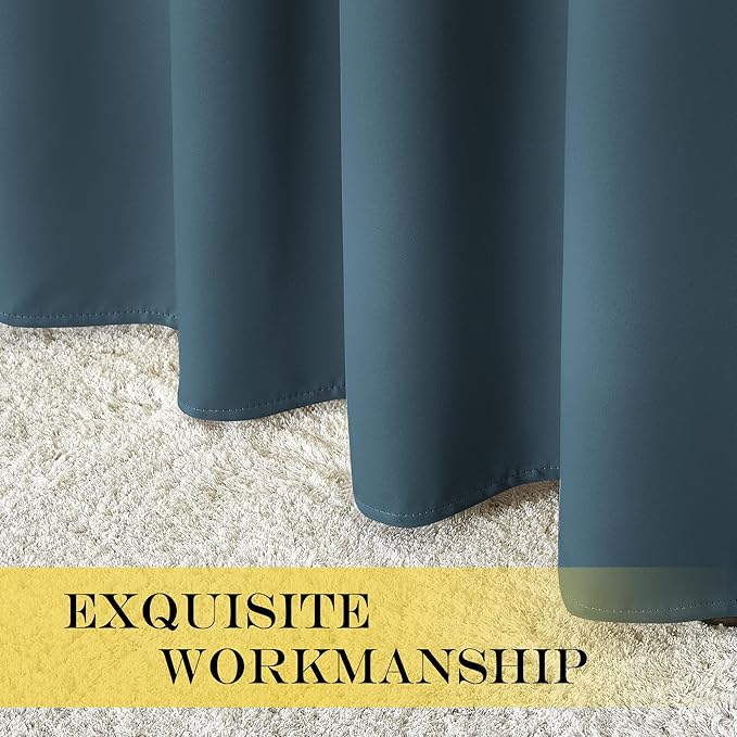 NICETOWN Blackout Drapery Curtain Panel 90 inches Long - Window Treatment Thermal Insulated Grommet Blackout Curtain/Drape for Bedroom Living Room (Smoky Blue, 1 Panel, 46 by 90 inches)