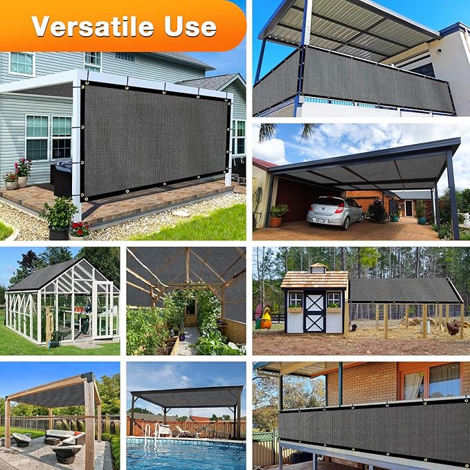 Artpuch Outdoor Pergola Shade Cover 9x11 FT Sun Shade Cloth with Grommets Dark Grey 90% UV Protection Canopy Patio Privacy Screen (Customized Available)