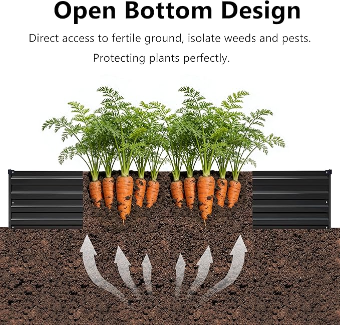 10x2x1 ft(2 Pack) Galvanized Raised Garden Bed,Outdoor Planter Box Metal Patio Kit Planting Bed for Vegetables Flowers and Succulents,Black