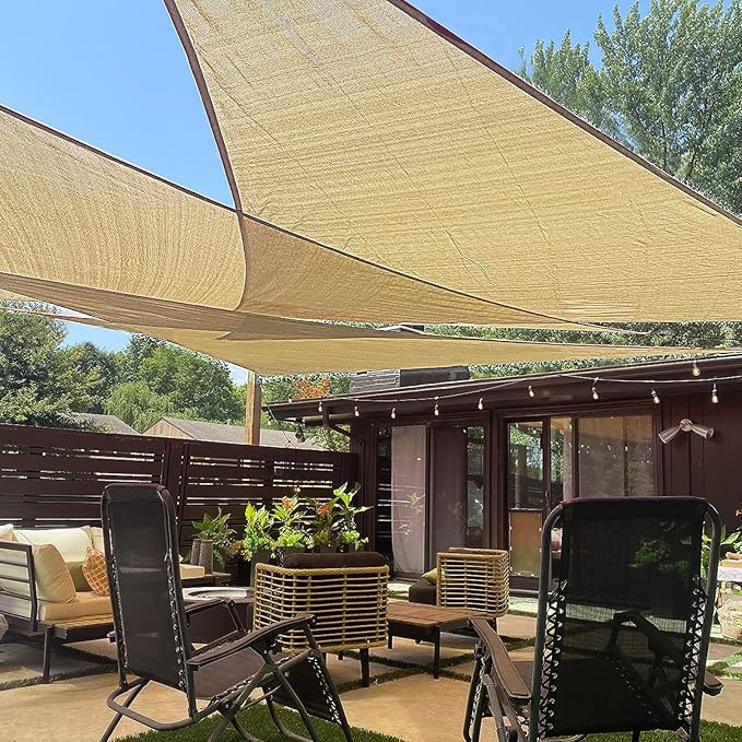 LOVE STORY Custom Size 11'x11'x15.6' Sand Sun Shade Sail Right Triangle Sunshade Fabric Awning Canopy for Patio Backyard Carport Pergola (Customized)