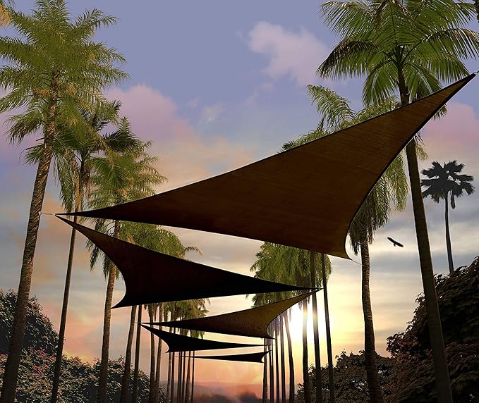 Amgo Custom Size 5' x 5' x 5' Brown Triangle Sun Shade Sail UPF50+ AGTAPRT12, Order to Make Canopy Awning, 95% UV Blockage, Water & Air Permeable, Commercial Standard (We Customize)