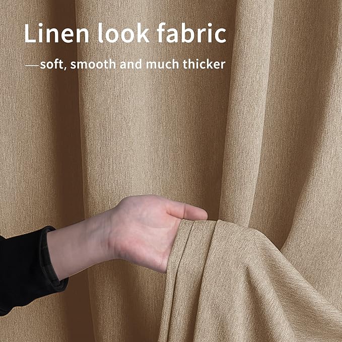 Easy-Going Linen Look Outdoor Curtains Waterproof Windproof Porch Curtains, Soft Thicken Outdoor Privacy Curtains for Patio, Gazebo, Grommet Top and Tab Bottom Drape, 1 Panel, 110x108 inch, Beige