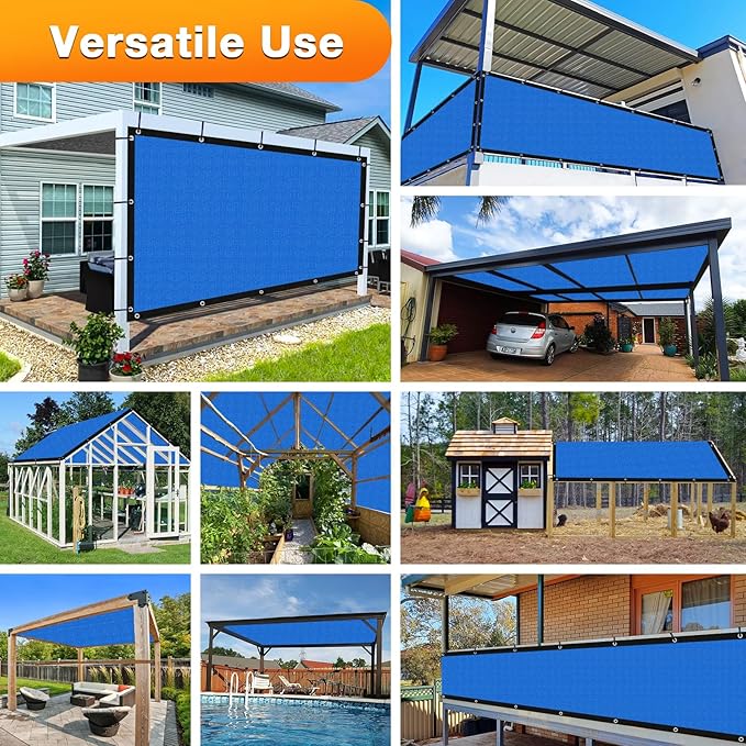 Artpuch Outdoor Pergola Shade Cover 9' X 13' Sun Shade Cloth with Grommets, 90% UV Protection Canopy Patio Privacy Screen (Customized Available) GN107, Blue