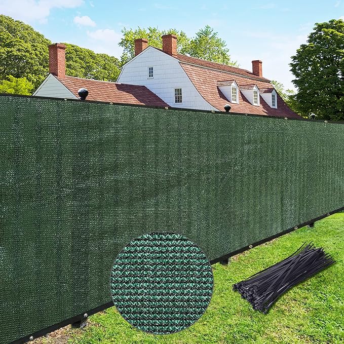 UPGRADE Privacy Fence Screen 5'x17' Dark Green Outdoor 90% Visibility Blockage 170 GSM Mesh Shade Cover Panels for Backyard,Balcony,Home Decoration with Zip Ties,Customized Avaliable