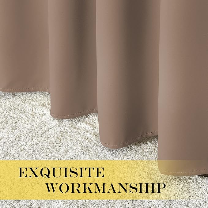 NICETOWN Insulated Blackout Curtain and Drape - Microfiber Energy Saving Thermal Insulated Solid Grommet Blackout Drapery for Kitchen (Single Panel, 52 inches by 54 inches, Cappuccino)