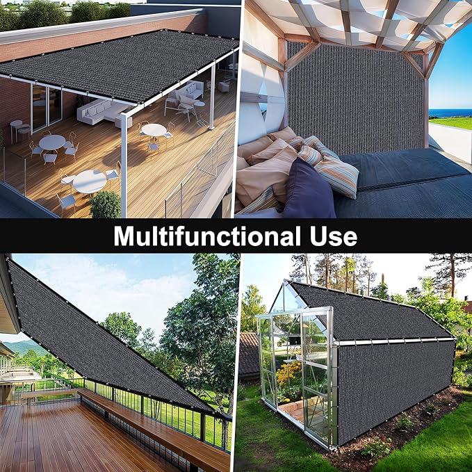 Artpuch 90% Sun Shade Cloth, 6 x 12 FT Pergola Shade Cover Canopy with Grommets, Sun Screen Fabric Tarp for Patio, Outdoor, Garden, Backyard, Dark Grey