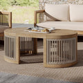 Christopher Knight Home Buekaz Outdoor Acacia Wood Coffee Table with Woven Rope Accents, Outdoor Patio Slatted Oval Centerpiece, Boho Chic Garden Sofa Side Accent Table for Modern Decor, Light Teak