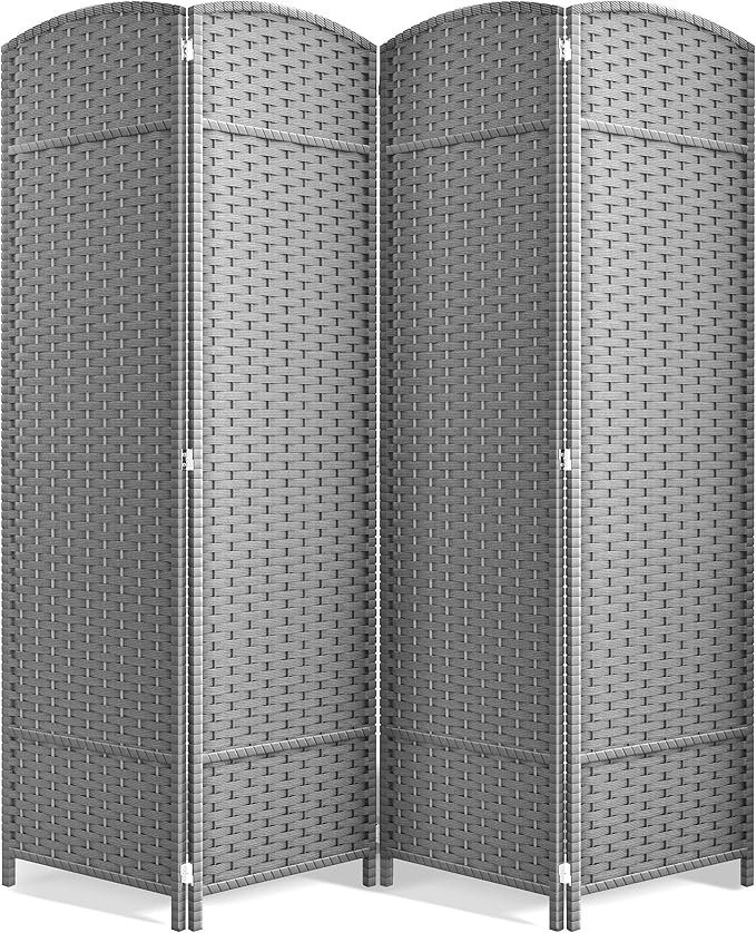 Sorbus 4 Panel Room Divider 6 ft. Tall - Privacy Screen, Extra Wide Double Hinged Panels, Mesh Hand-Woven Design, Partition Room Dividers and Folding Privacy Screens, Wall Divider for Room Separation