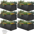 YITAHOME 6pcs 8x4x2 ft Galvanized Raised Garden Bed Kit, Large Metal Planter Box with Gloves, Safety Rubber & Support Rod, Outdoor Flower Bed for Plants Vegetables, Black